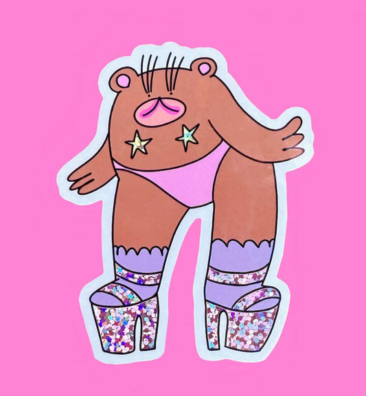 Pole dancer Bear Sticker